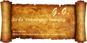 Grünsberger Ompoly névjegykártya